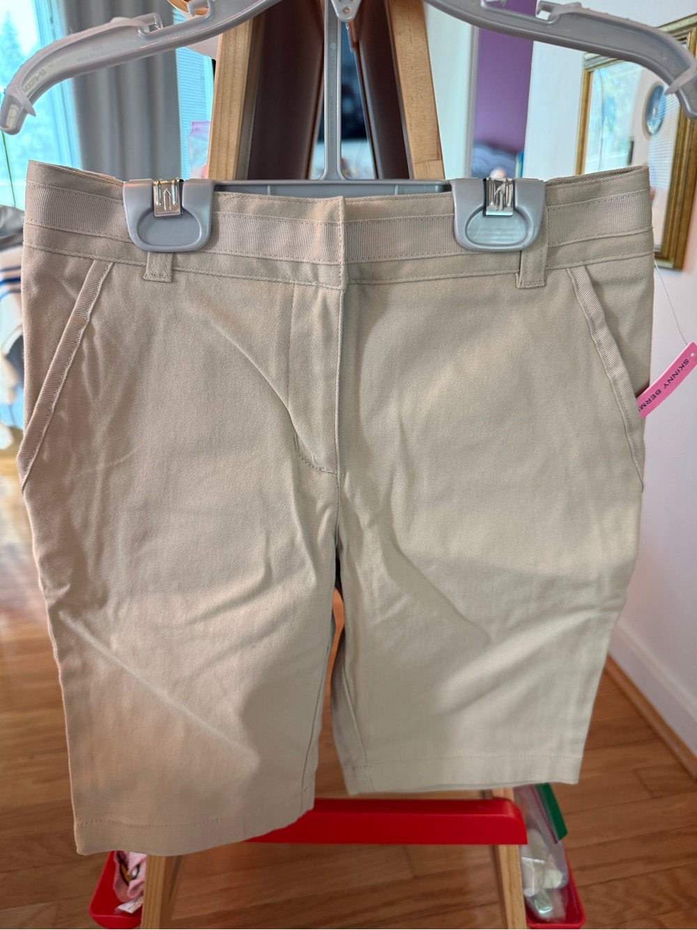 NWT Nautica School Uniform Girls Khaki Shorts Size 7 Adjustable Waist